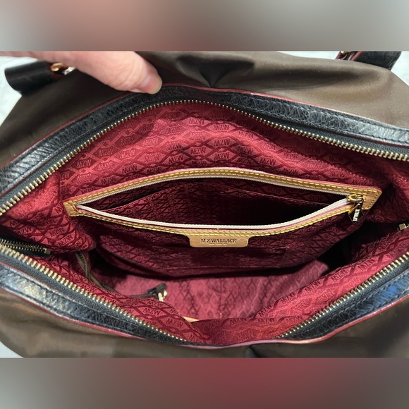 MZ Wallace Jane Tote Large Chocolate Brown Nylon Multi-Zip Leather Handles - Picture 5 of 12